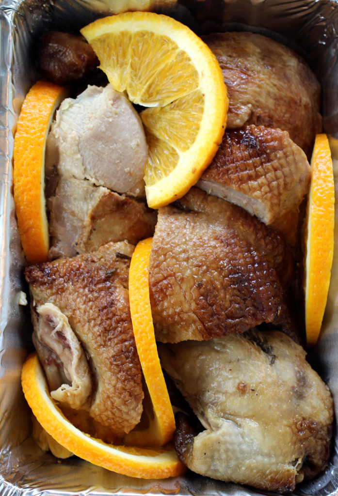 Rotisserie-roasted duck with oranges to-go from Salumeria Ovello.