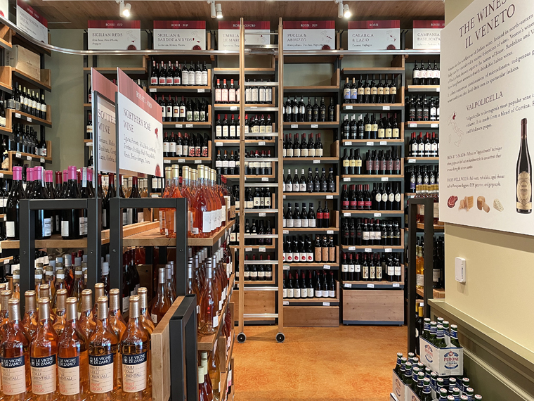 A mere portion of the second floor that's devoted entirely to wines, beers, and spirits from Italy.