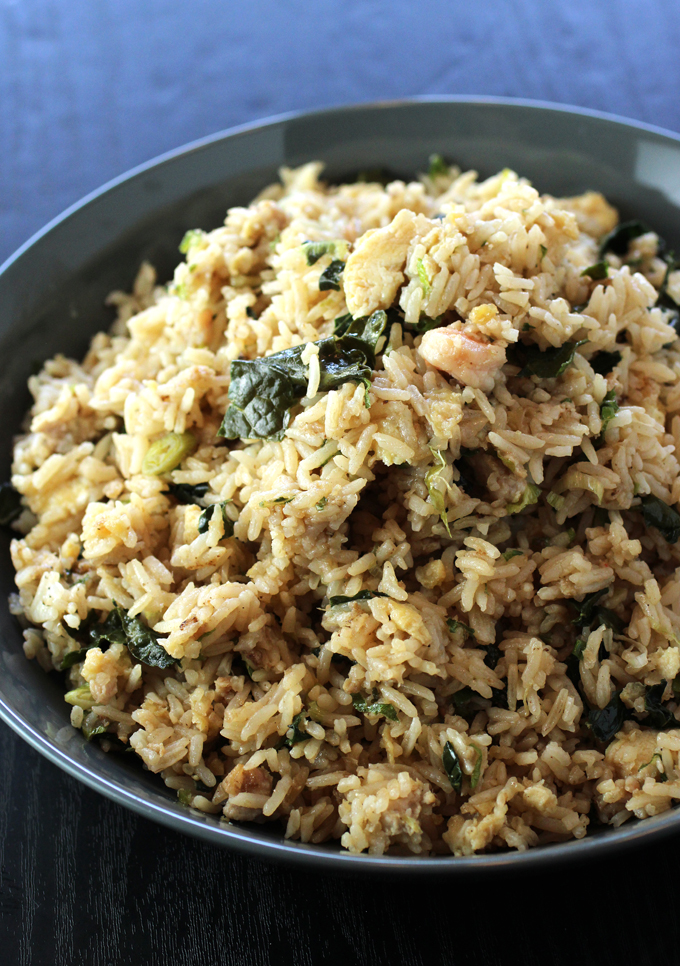 The Jade fried rice gets its green accent from kale.