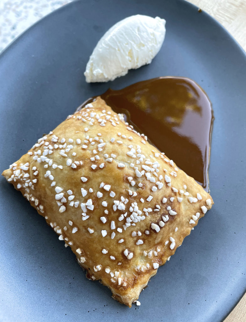 The delightful pop tart with thick cajeta and whipped creme fraiche.