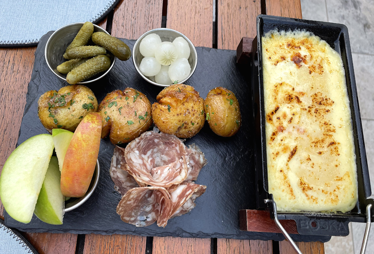 The raclette with fixings.