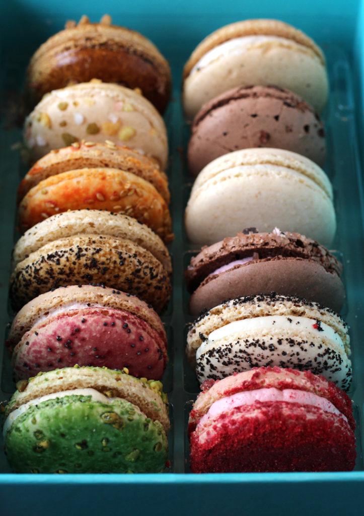 Prettily boxed French macarons for gift-giving to friends -- or yourself.