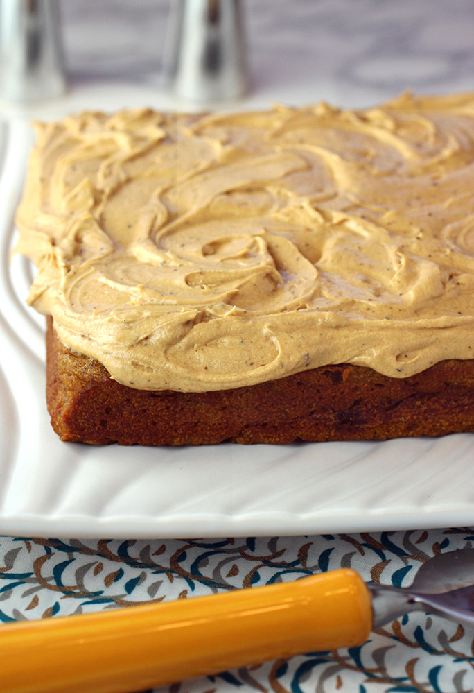 A one-pan square cake with a wicked-good espresso frosting.