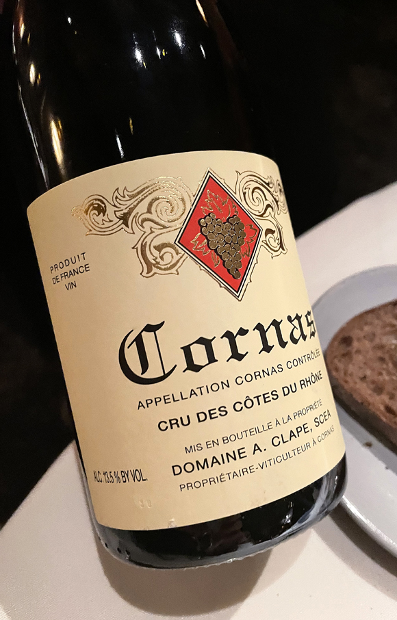 To pair with the squab, the 2019 A. Clape Cornas, full of dark cherries, violets, and spice plus an incredibly smooth, long finish.
