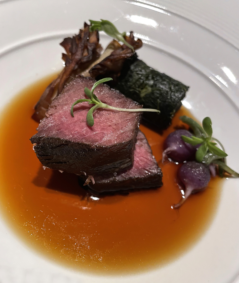 A5 strip loin in consomme.