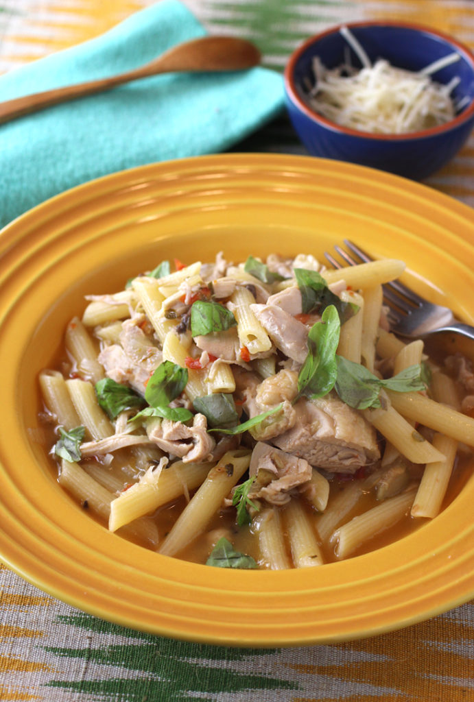 A feel-good chicken and pasta dish from the Istrian part of Slovenia near the Italian border.