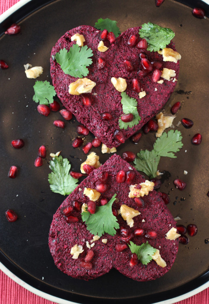 Classic Georgian beet and walnut spread all ready for Valentine's Day.