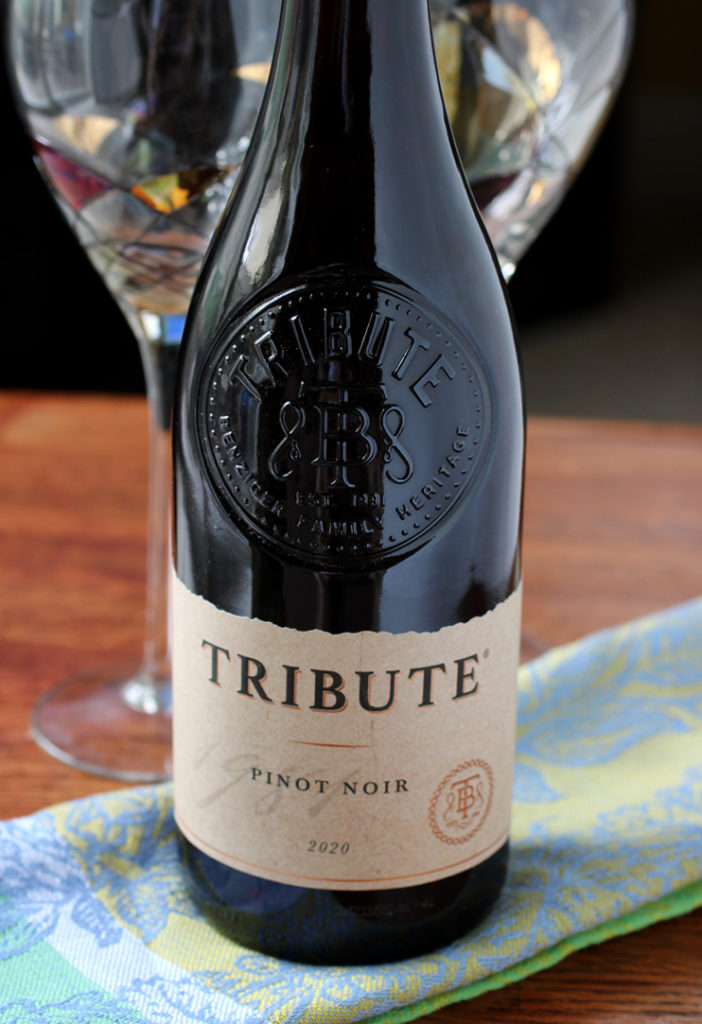 Made from Monterey grapes, the 2020 Tribute Pinot Noir.
