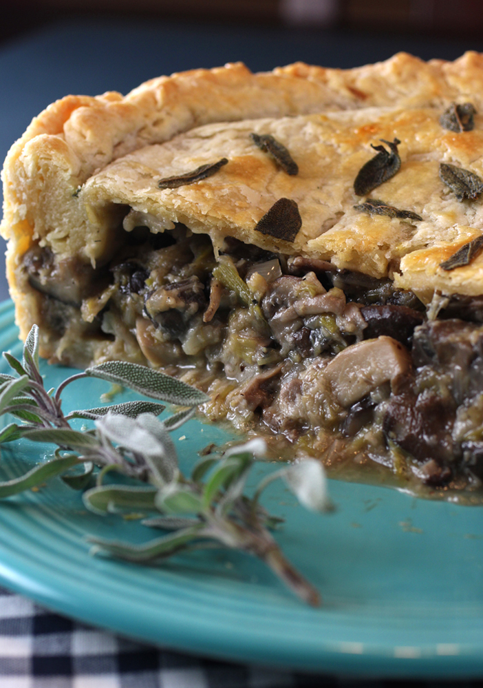 A mix of mushrooms make up this hearty filling.