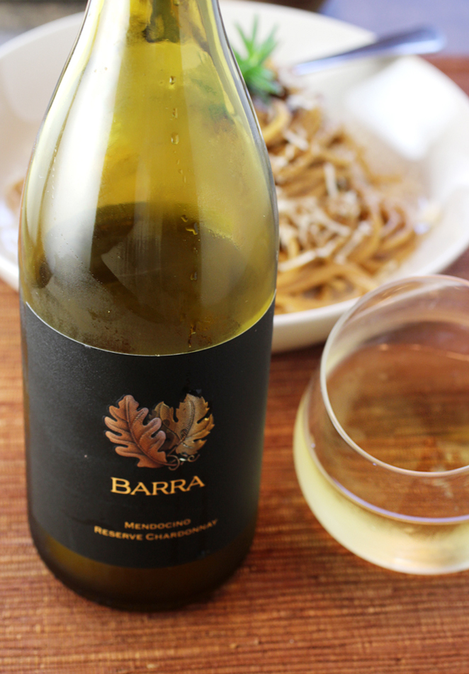 The 2021 Barra Reserve Chardonnay that I used in the dish and enjoyed while eating it.