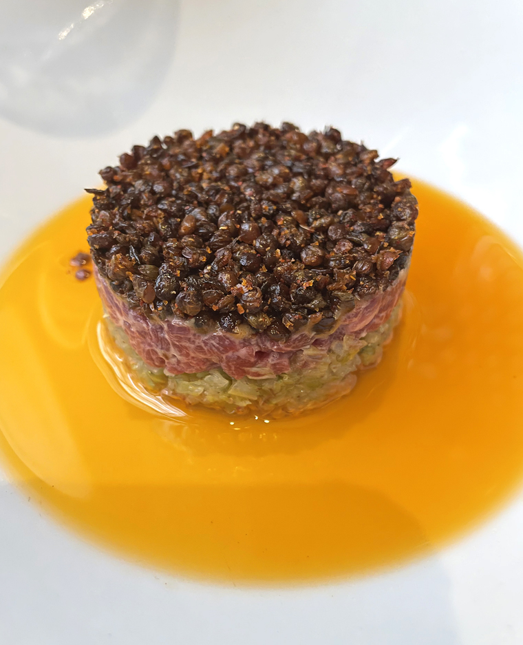 Lamb tartare with an explosion of flavors.