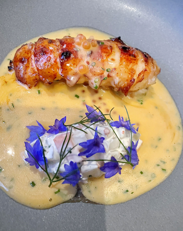 Butter-poached lobster.