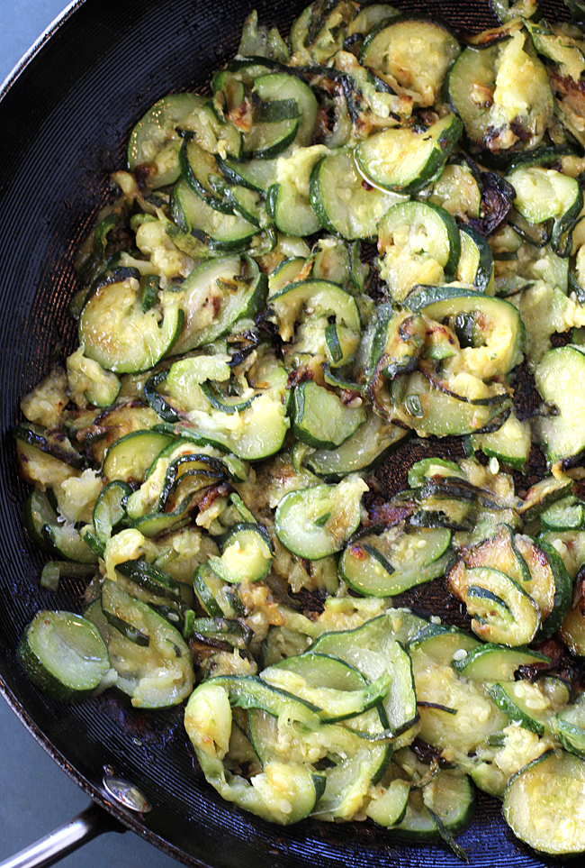The zucchini after sauteing. 