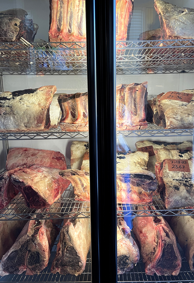The restaurant does all its own dry-aging of beef.