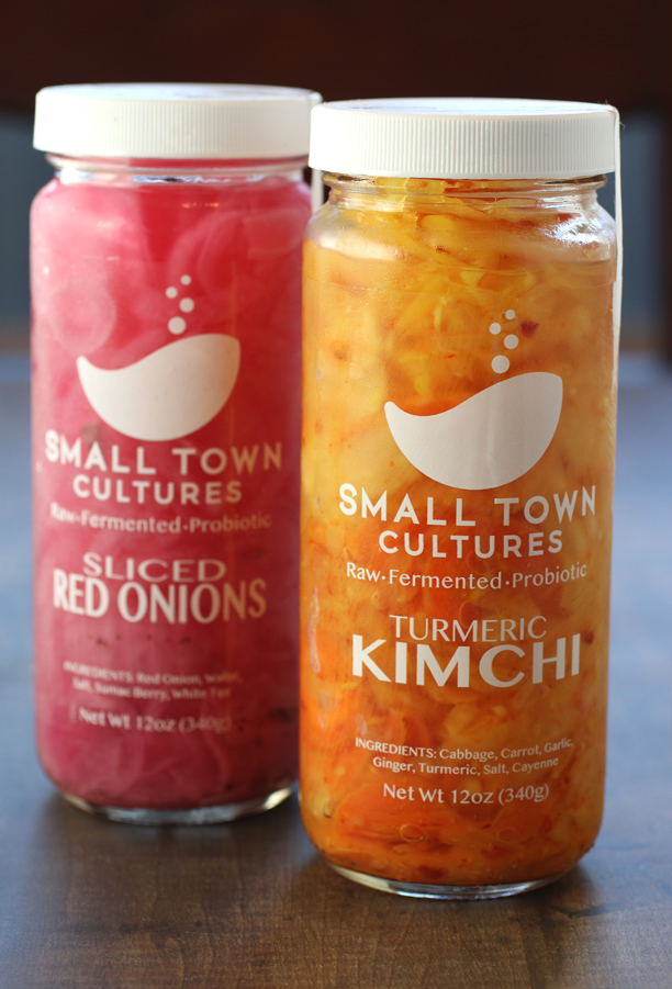 I test drove the Sliced Red Onions and the Turmeric Kimchi, both sold in recyclable glass jars.
