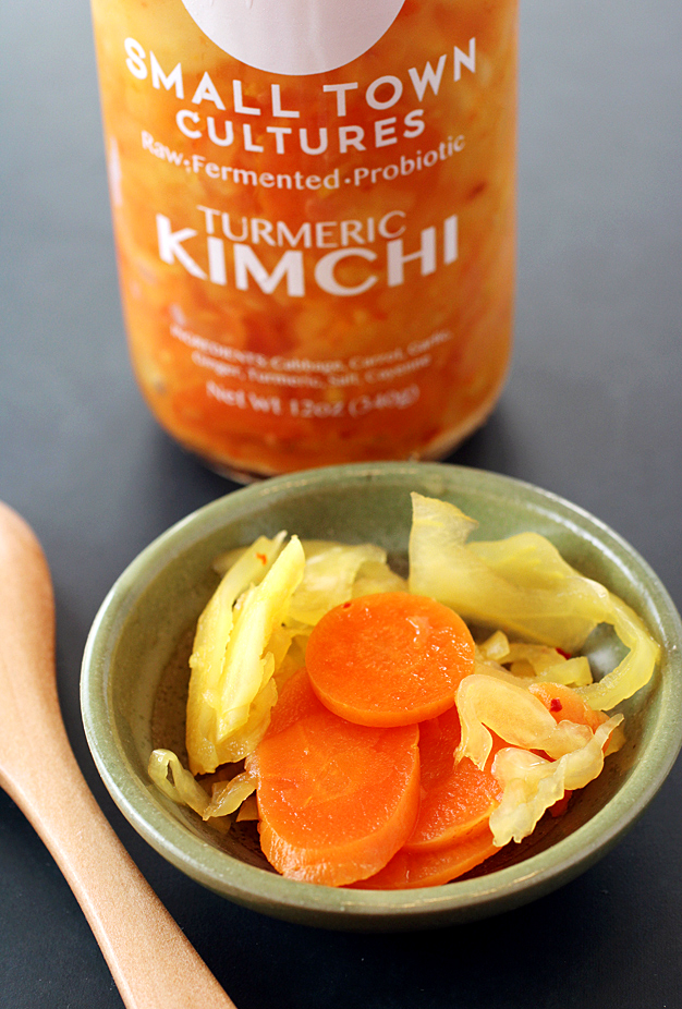The Turmeric Kimchi is a mix of cabbage and carrots.