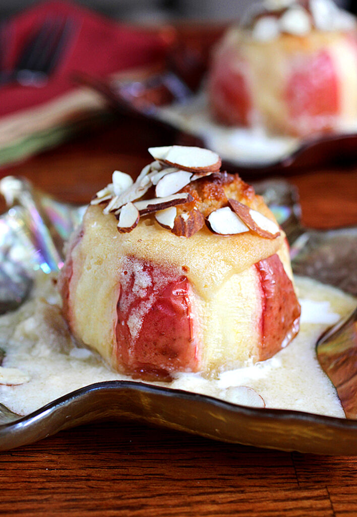 The holiday season was made for these beautiful baked apples with a center of nutty frangipane.