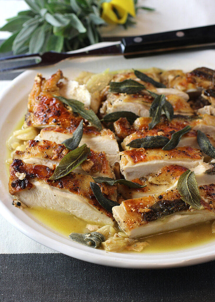 Plenty of sage and a splash of gin make this a winning chicken dish at this time of year.