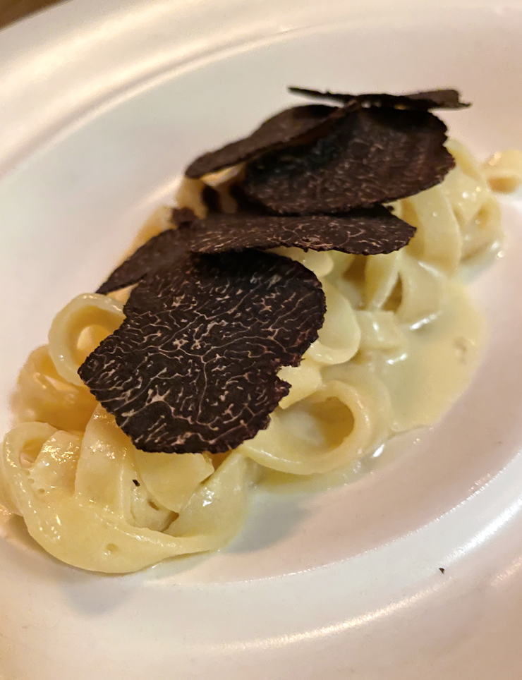 Perigord truffles over pasta.