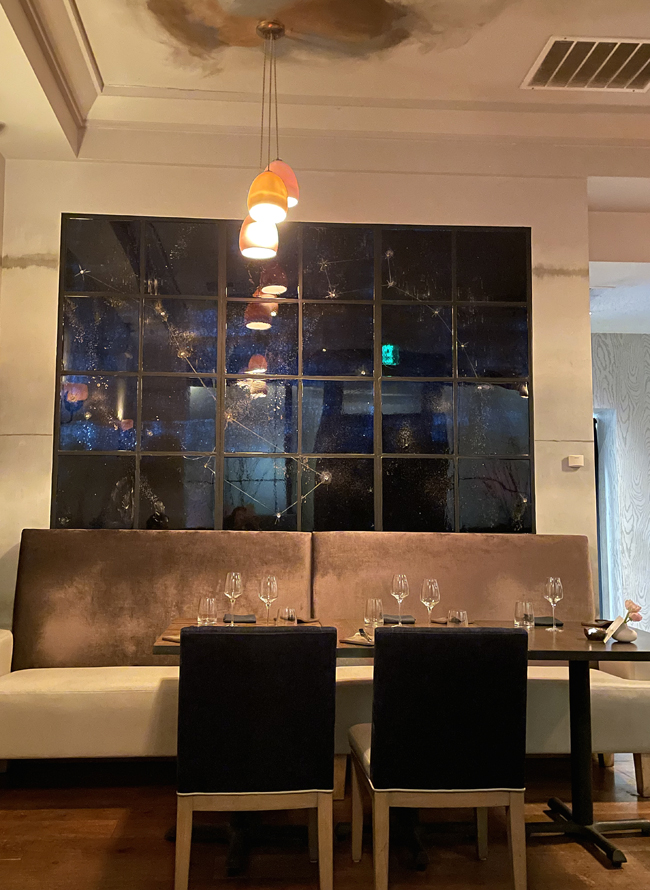 The dining room is minimalist elegant.