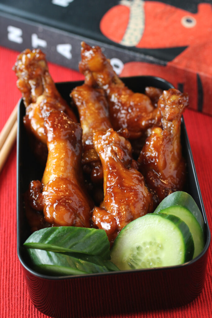 Japanese-style chicken drumettes cooked with orange marmalade.