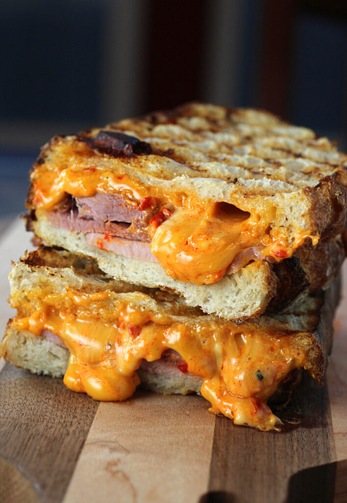 Birdie's Smoked Gouda & Red Pepper Pimento Cheese spread makes a ham sandwich something special.