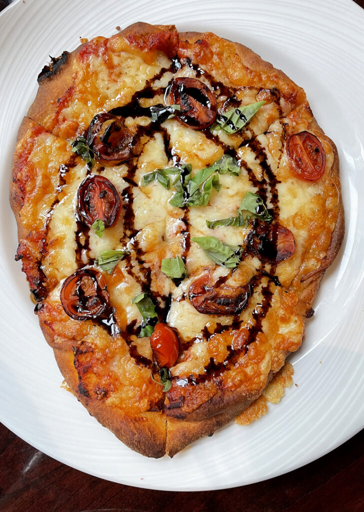 The Margherita naan flatbread at the Nob Hill Club at the InterContinental Mark Hopkins Hotel.