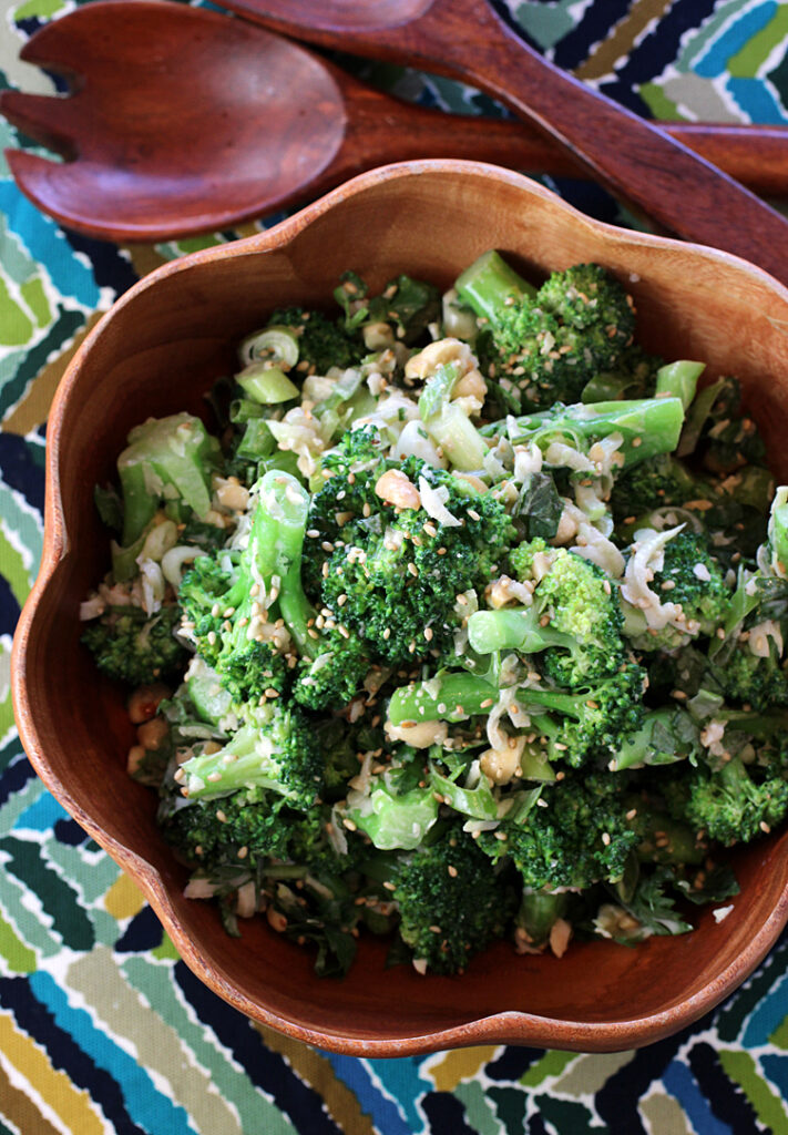 Broccoli salad gets a lift from plenty of lime juice and creaminess from tahini.