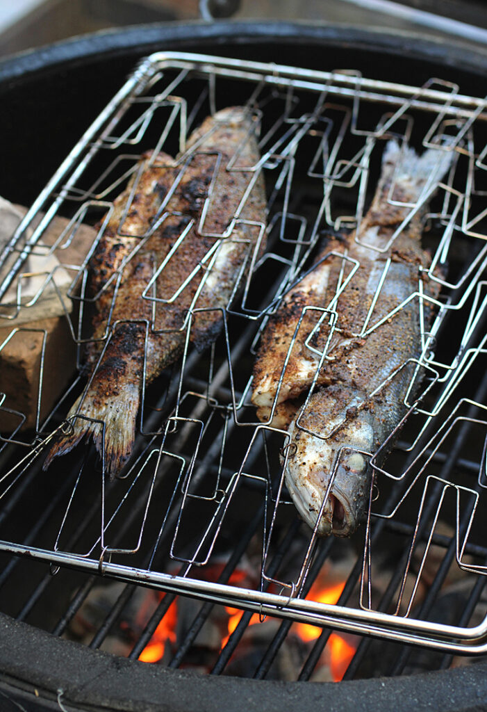 Dinner is ready in a flash with grilled branzino coated in a delectable coffee rub.