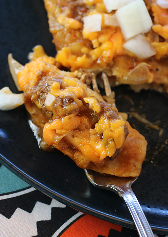 While white cheddar works fine, too, the orange stuff gives this dish a real home-style appeal.