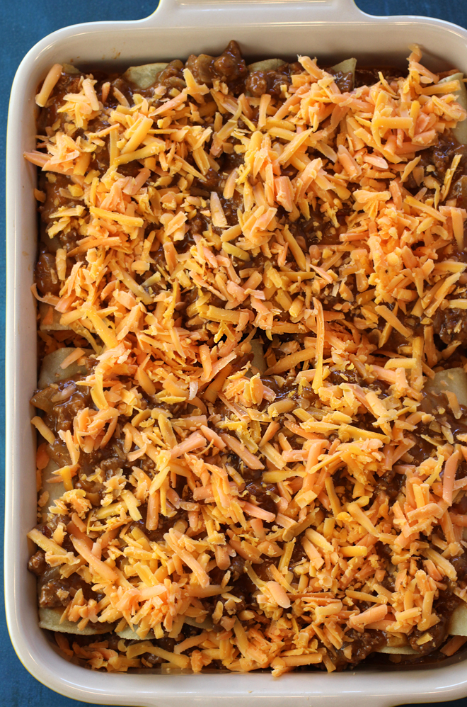 The assembled enchiladas before baking.