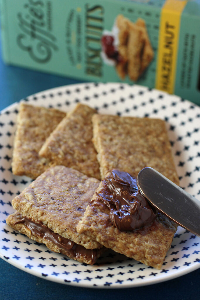 Effie's Homemade Hazelnut Biscuits are a natural for a thick smear of Nutella.