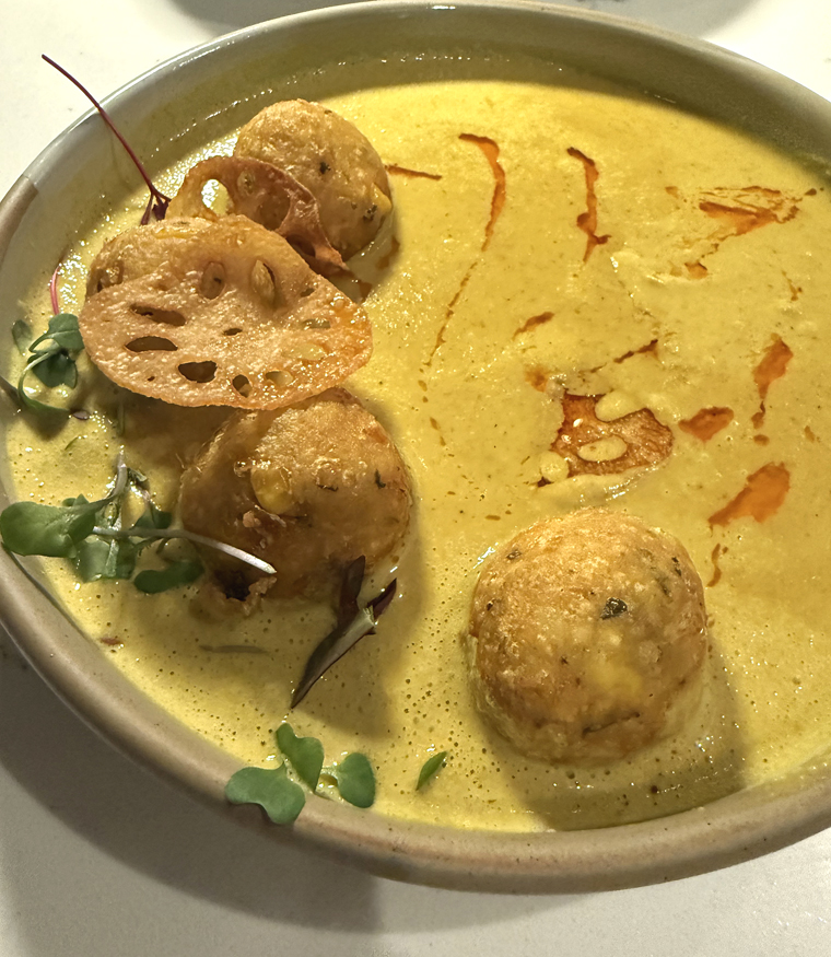 Shisihito pepper and corn kofta.