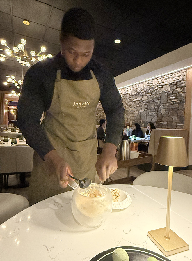 The kulfi being prepared tableside.