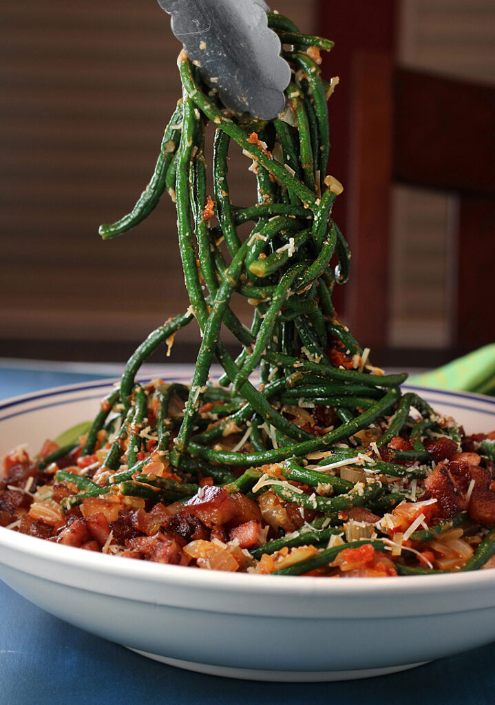 Skip the bucatini and use Chinese long beans in this fun amatriciana dish.