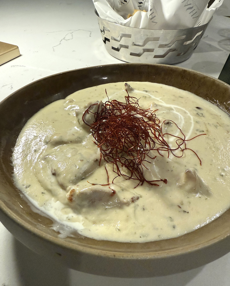 A white version of butter chicken.