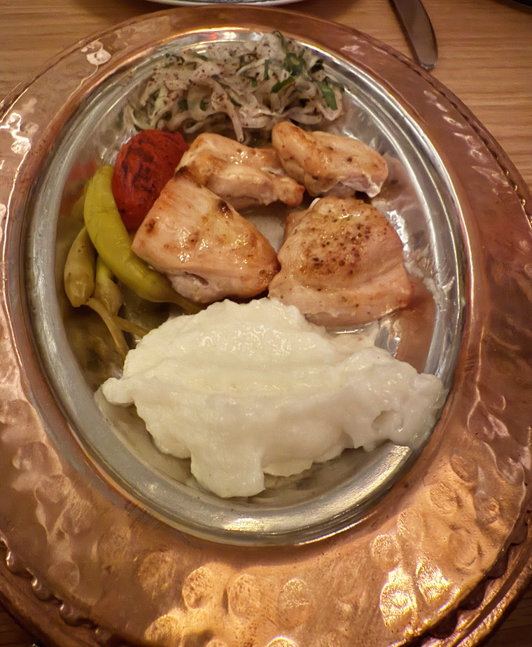 Chicken shish kebab.