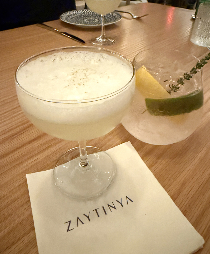 Za'atar margarita, and gin and tonic.