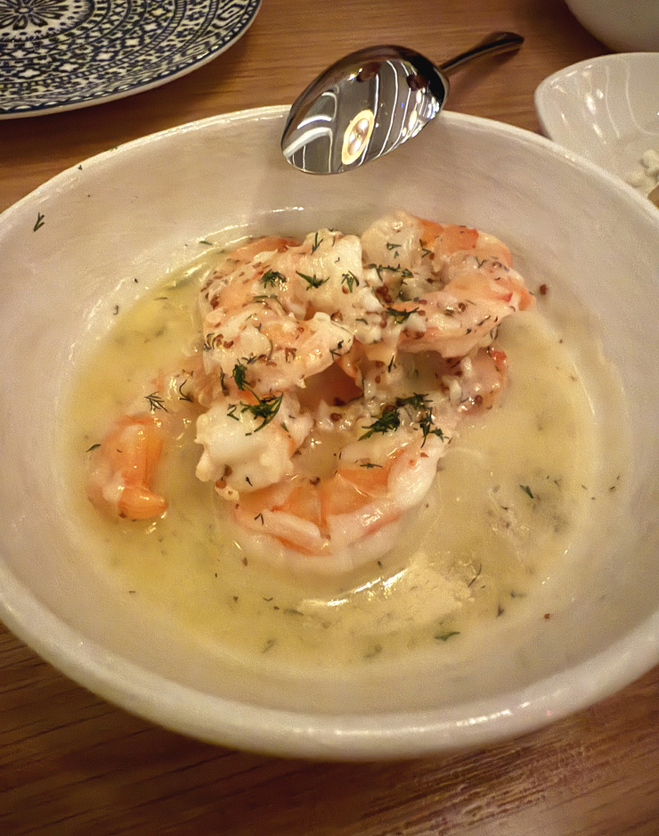 Sauteed shrimp with dill.