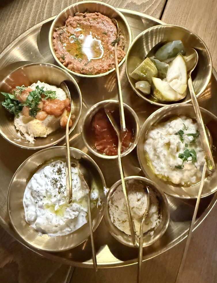 The platter of dips.