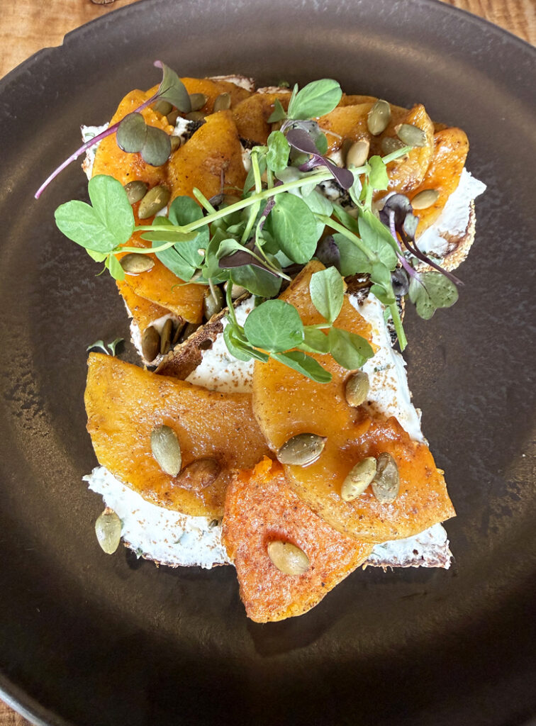 Honeynut squash toast with herbed goat cheese at Della Fattoria.