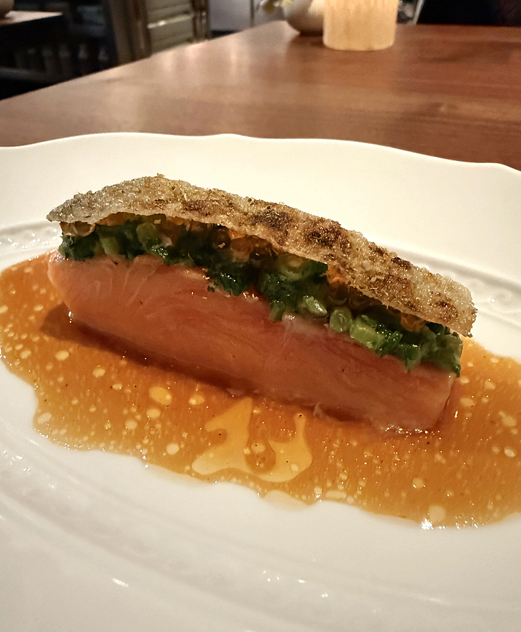 The plated Mt. Lassen trout with that impeccable skin.