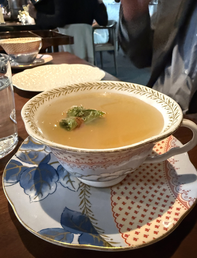 Ginger-eucalyptus tea served cold on a warm night.