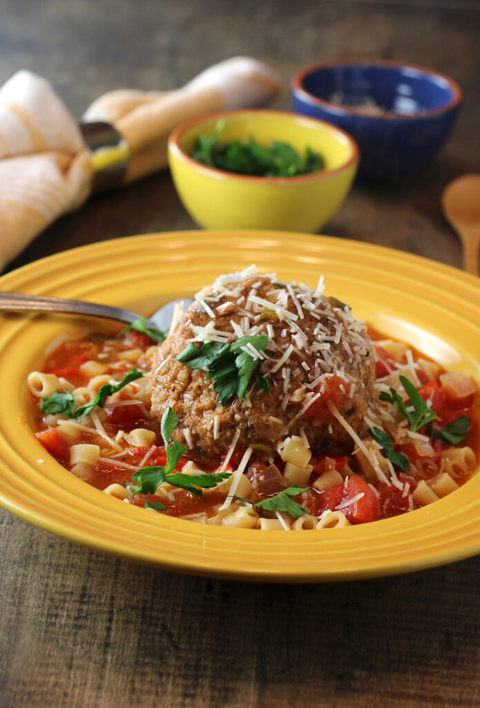 A mega meatball. Oh, and there's soup, too.