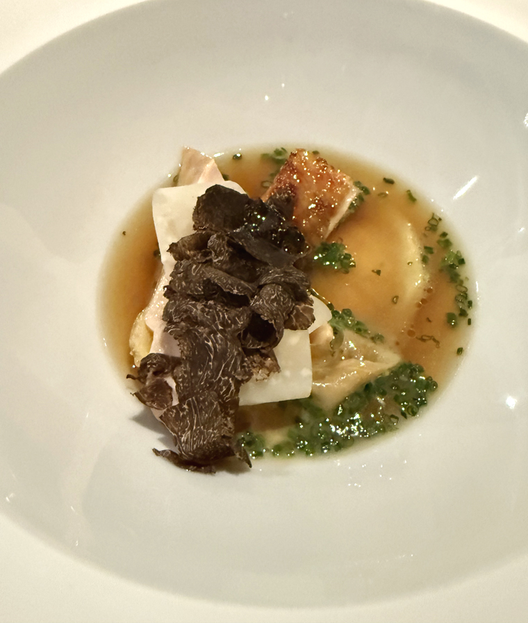 Guinea hen with truffles.