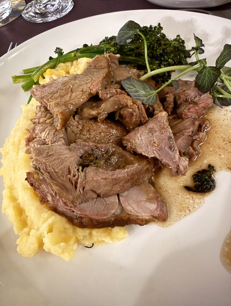 Succulent leg of lamb served at a recent demo-dinner at The Key Room.