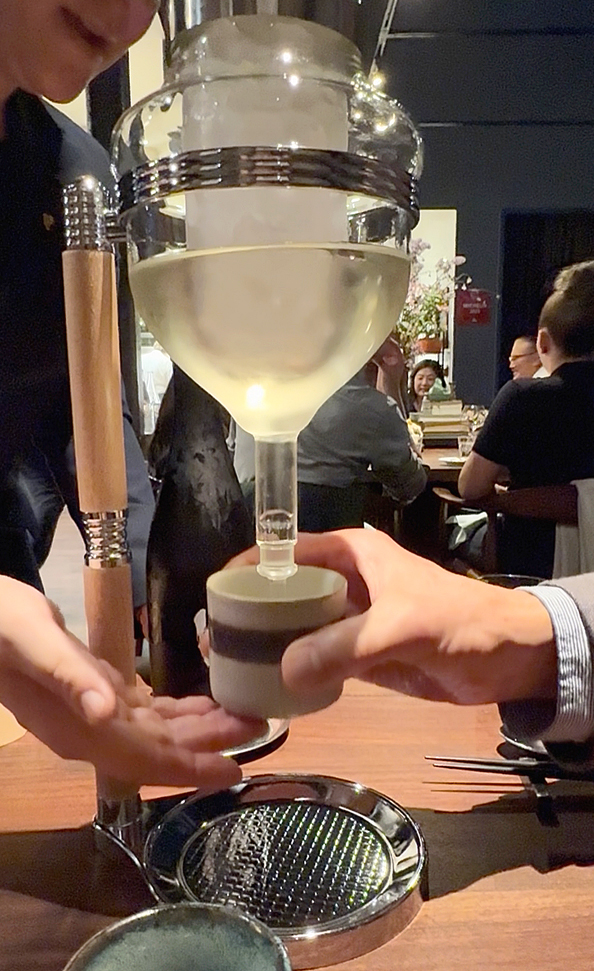 The very cool Japanese sake dispenser.