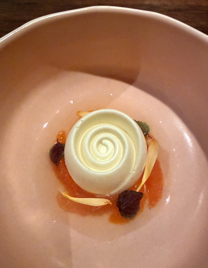 Jasmine rice mousse with winter citrus.