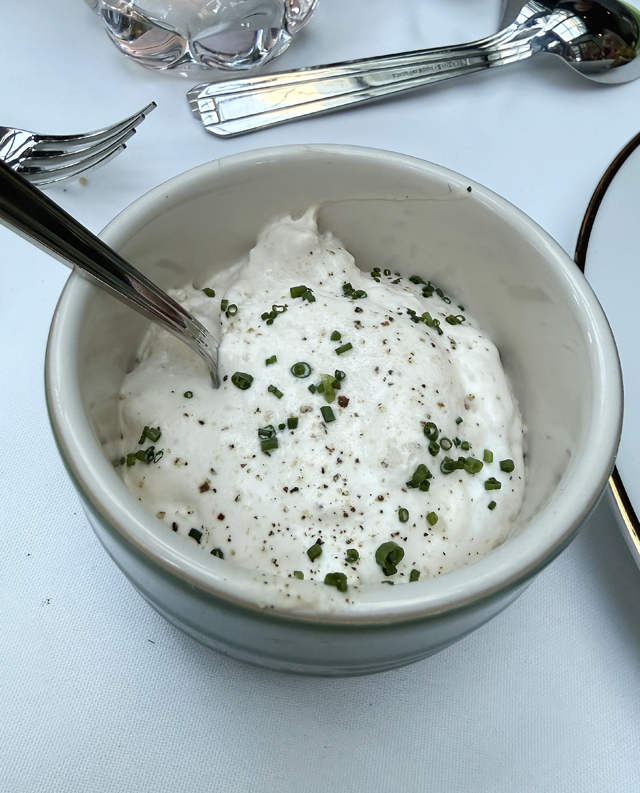 Horseradish-apple chantilly cream.