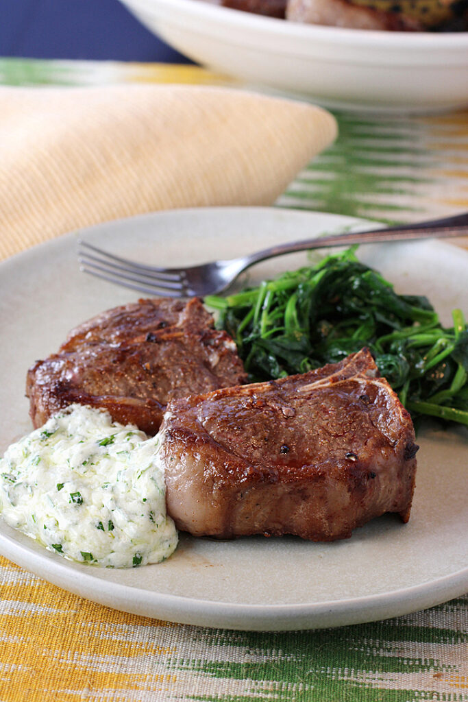 Simple and delicious, these lamb loin chops get served with a fresh, creamy, and herby yogurt sauce.